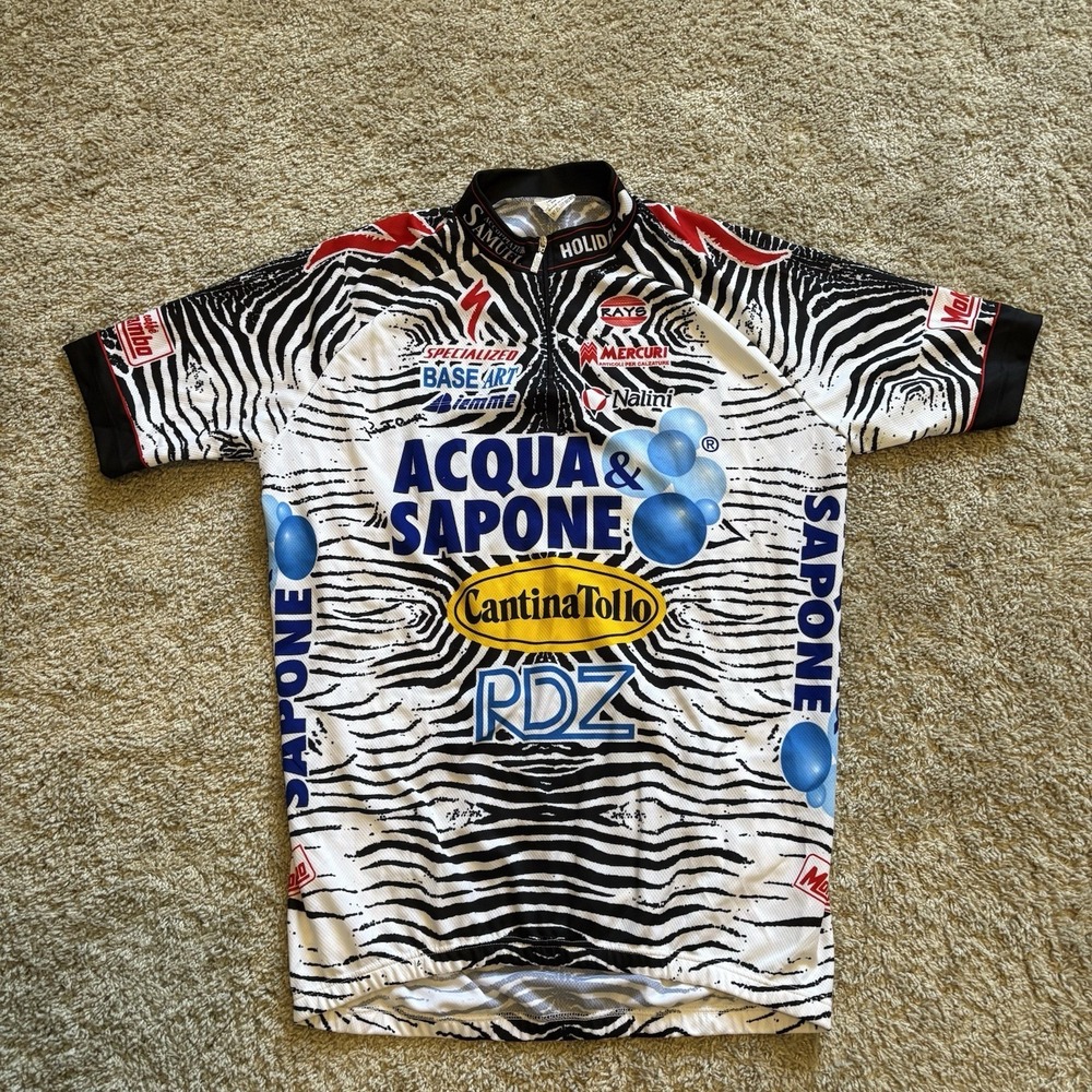 Vintage‎ Acqua e Sapone Cycling Jersey Mens Size XL Zebra Nalini Italy 2000s